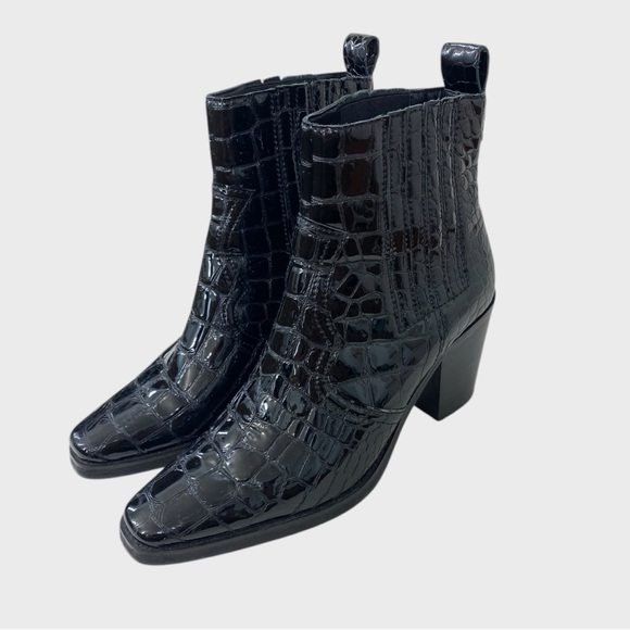 Tony Bianco Black Croc Patent Leather Boots Size 8 - Picture 7 of 7